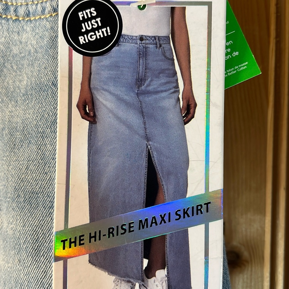 Tinseltown long denim jean skirt